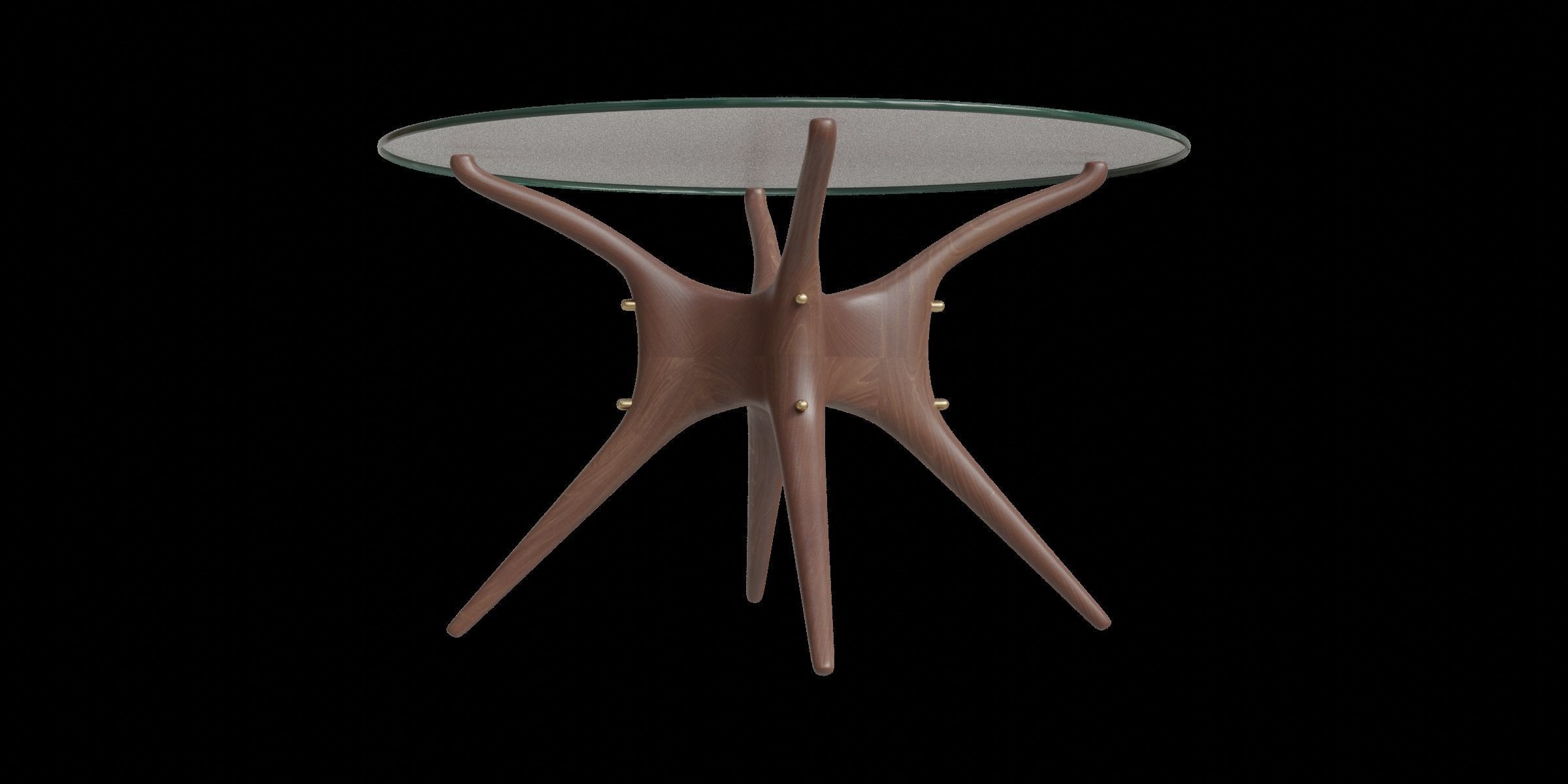 Walnut Round Dining Table Low-poly 3D model_7
