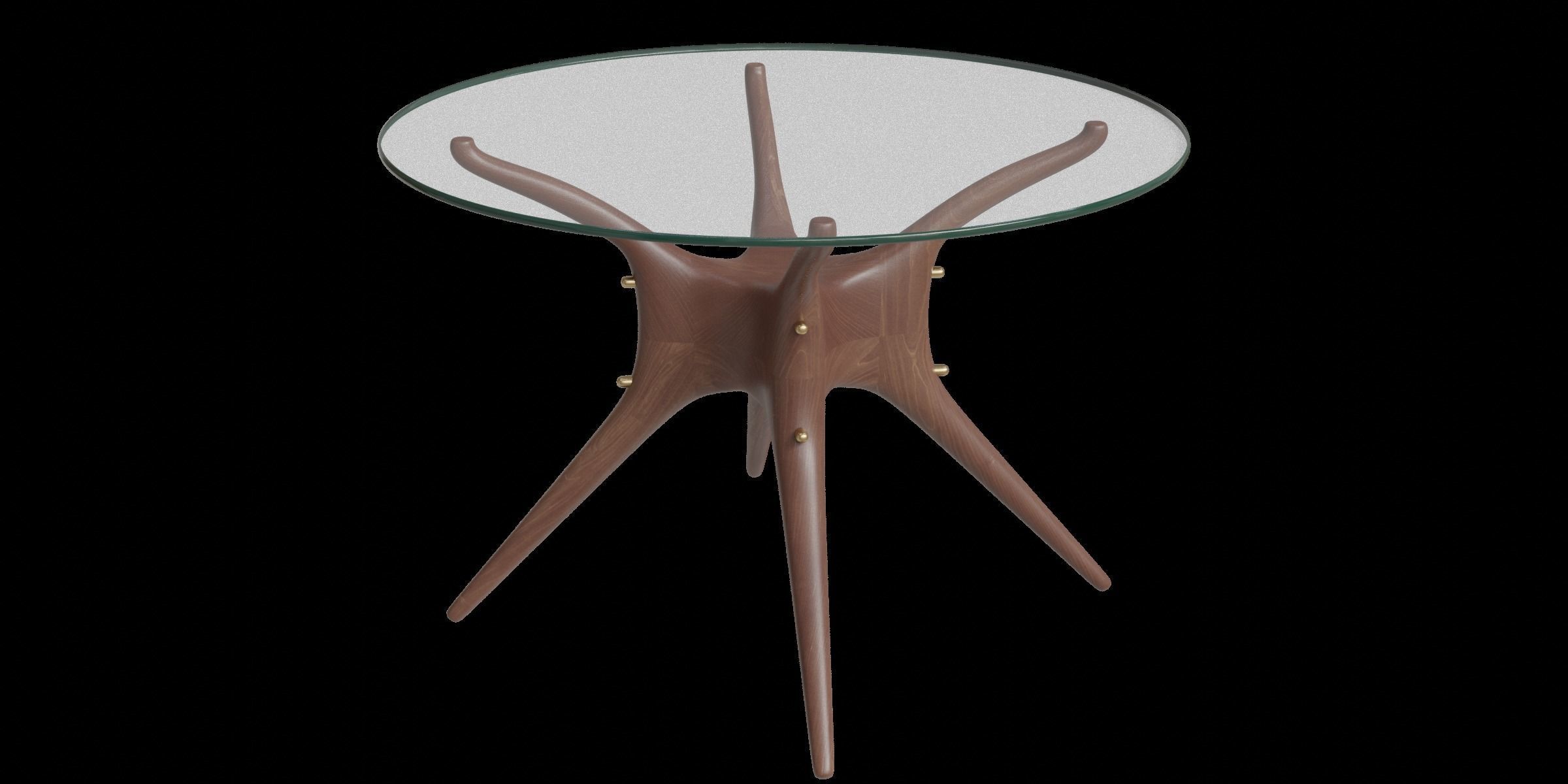 Walnut Round Dining Table Low-poly 3D model_11
