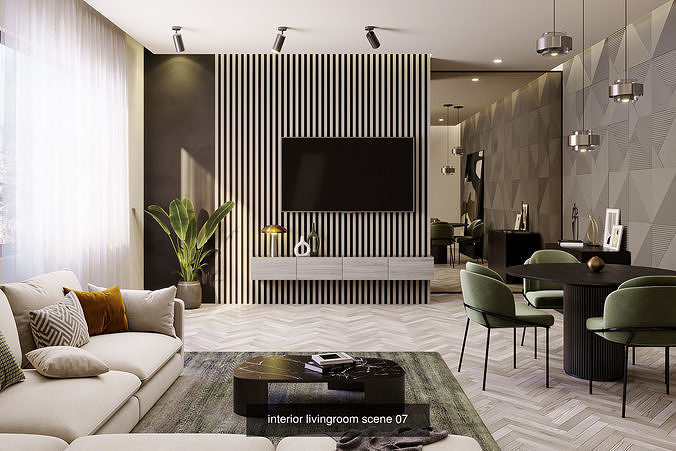10 Interior Living Room Scene Vol 1 3D Model Pack 5