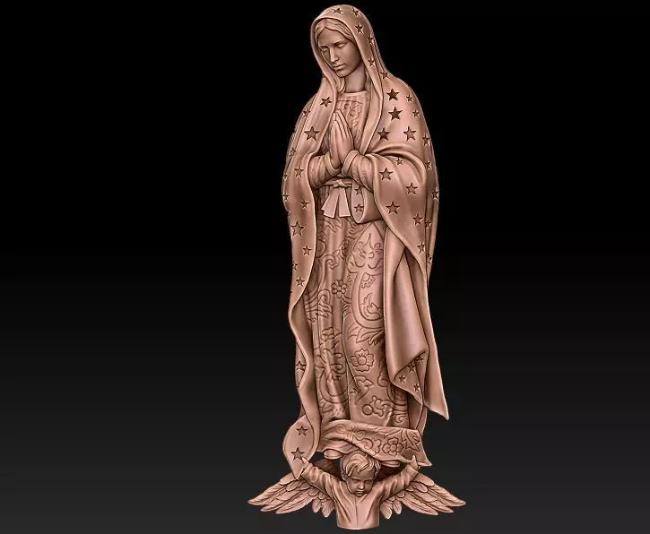 virgin mary with baby 3D print model_0