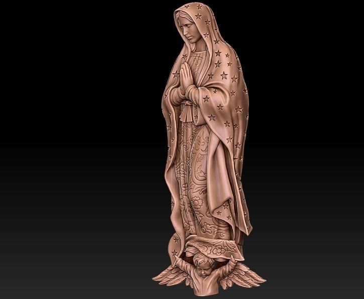 virgin mary with baby 3D print model_1