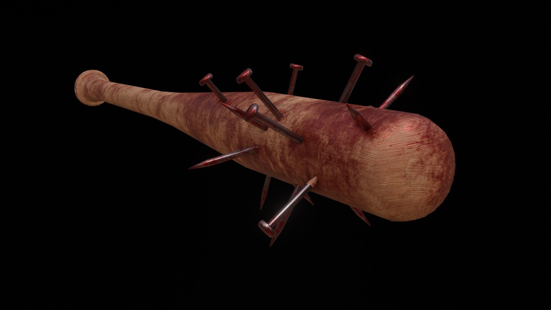 baseball bat nailed  Low-poly 3D model_1