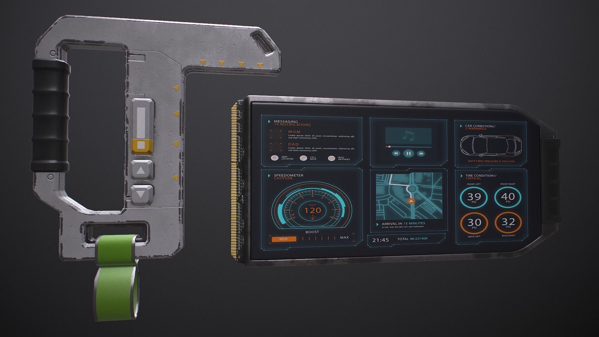 Sci-fi TouchPad5 Low-poly 3D model_6