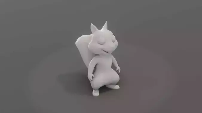 Cartoon Squirrel Animated and Rigged Base Mesh 3D Model Low-poly 3D model