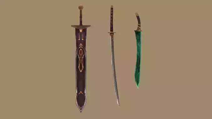 GameReady HandPainted LowPoly StylizedSwordsPack1