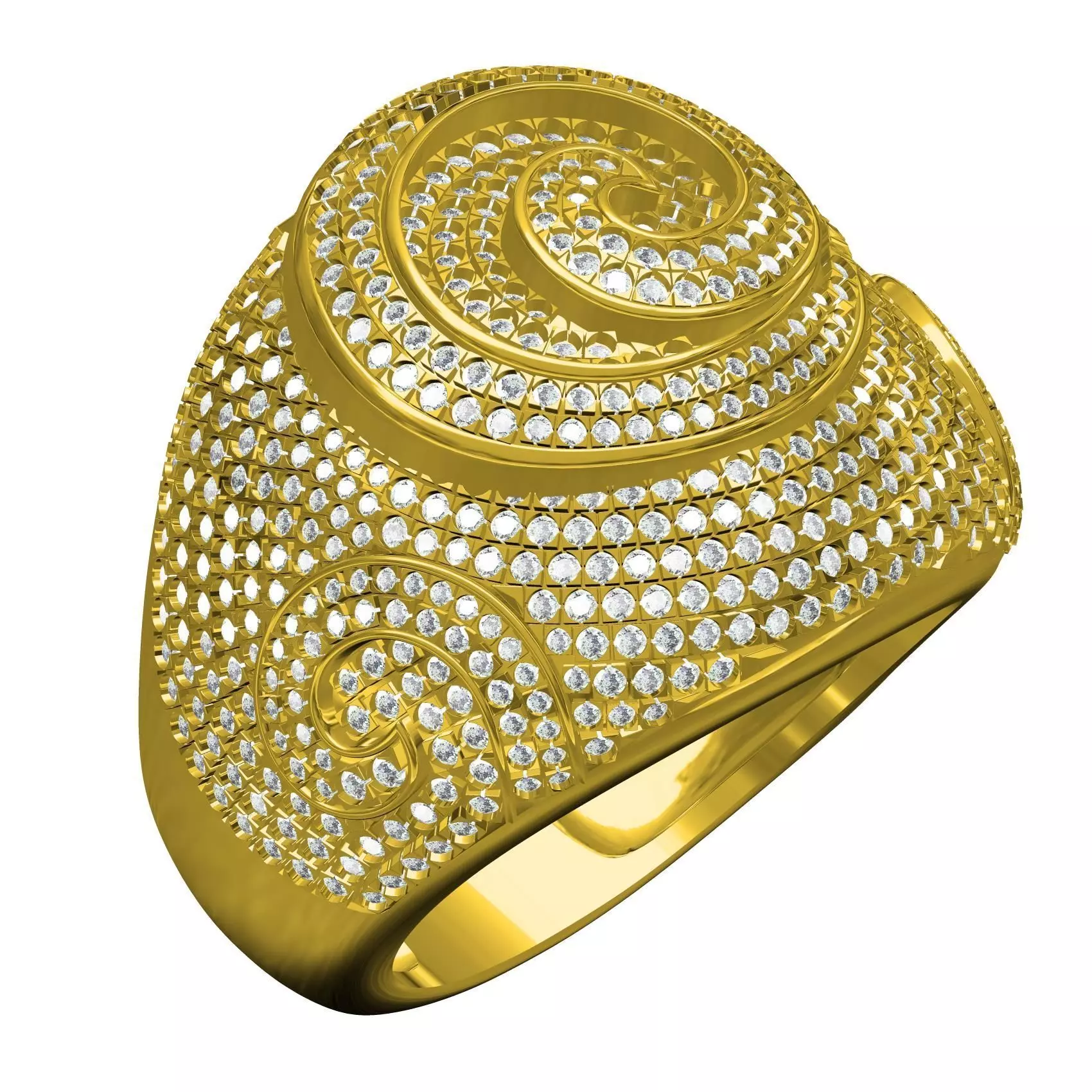 Land Snail Inspire Diamond Hip Hop Ring 3D print model