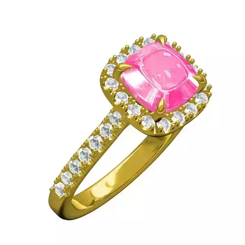 Cushion Cut Diamond Halo Cathedral Engagement Ring