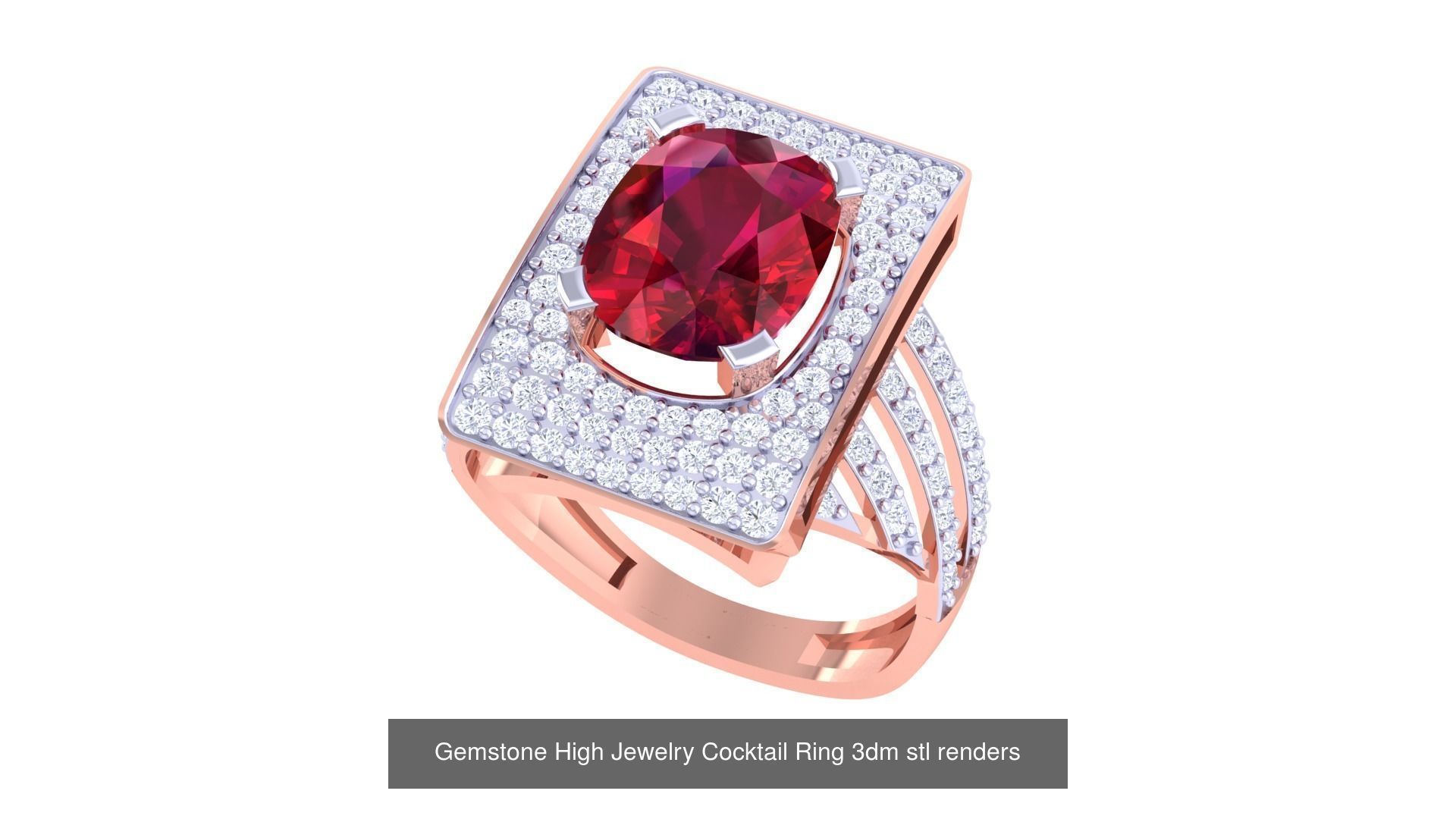 40 Flower Gemstone High Jewelry Cocktail Ring 3dm stl renders 3D Model Collection_40