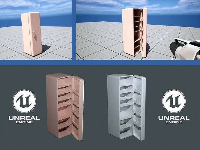 Refrigerator Low-poly 3D Model Game Ready Free low-poly 3D model