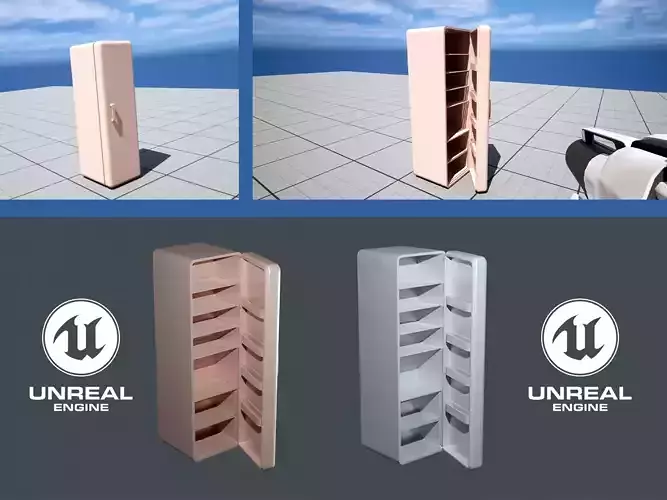 Refrigerator Low-poly 3D Model Game Ready