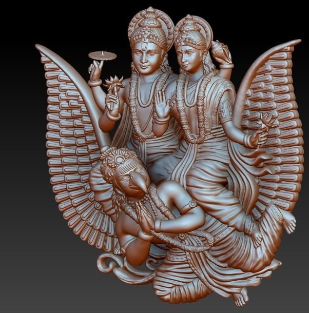 Vishnu Laxmi Garud Pendant 3D print model_2