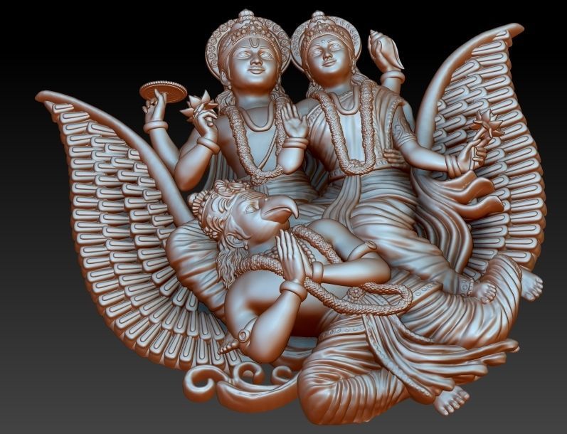 Vishnu Laxmi Garud Pendant 3D print model_3