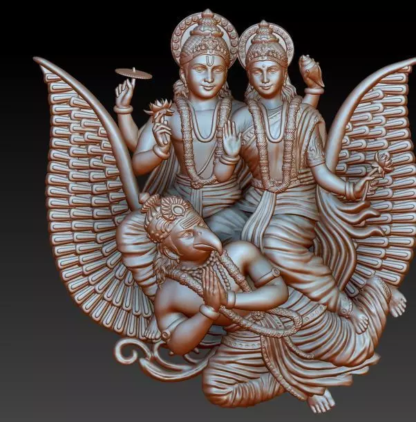 Vishnu Laxmi Garud Pendant 3D print model_0