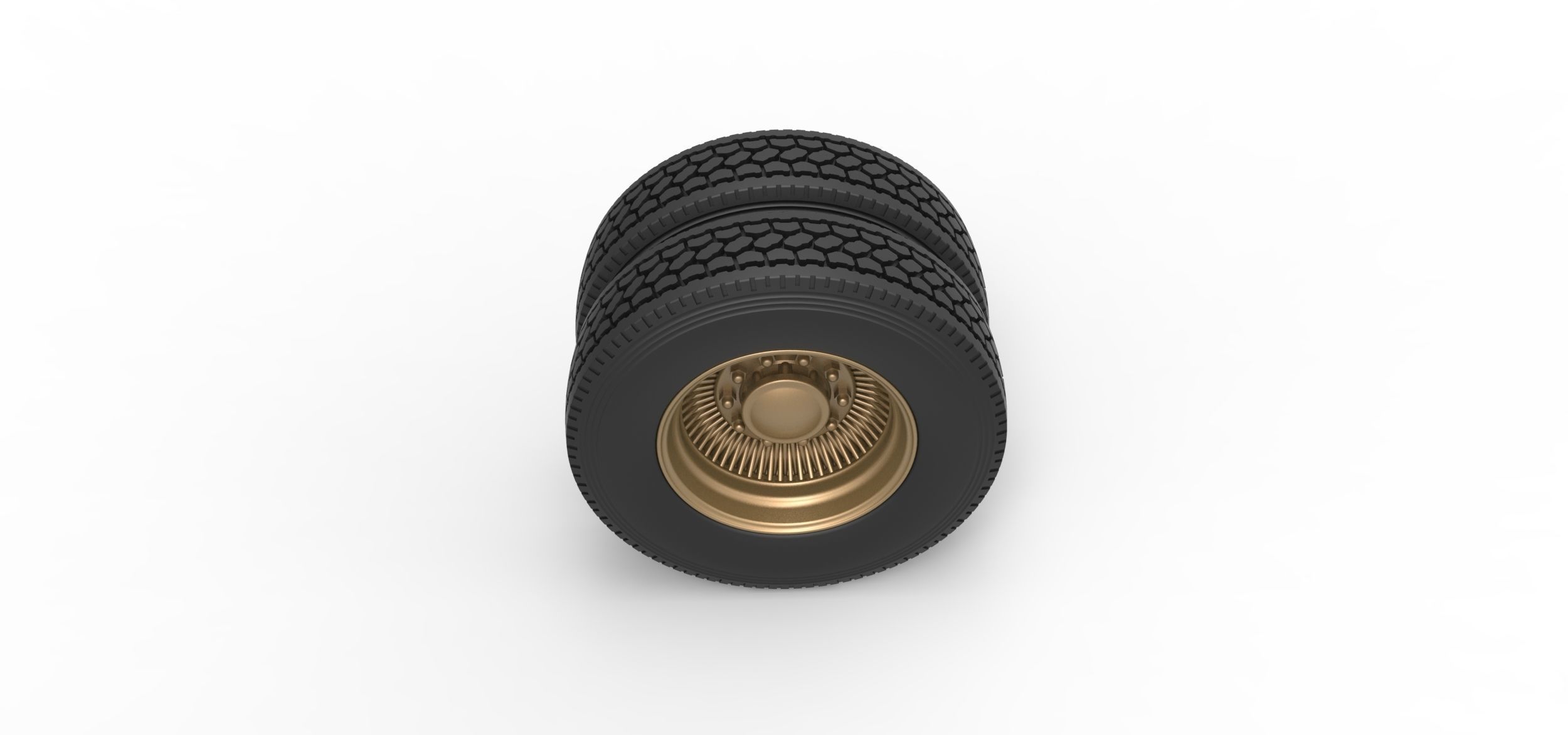 Rear custom wire wheel of semi truck Scale 1 to 25 3D print model_5