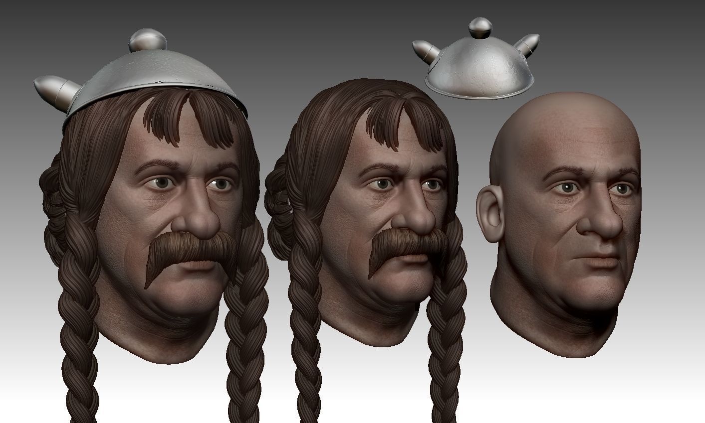 Obelix head 3D print model_1