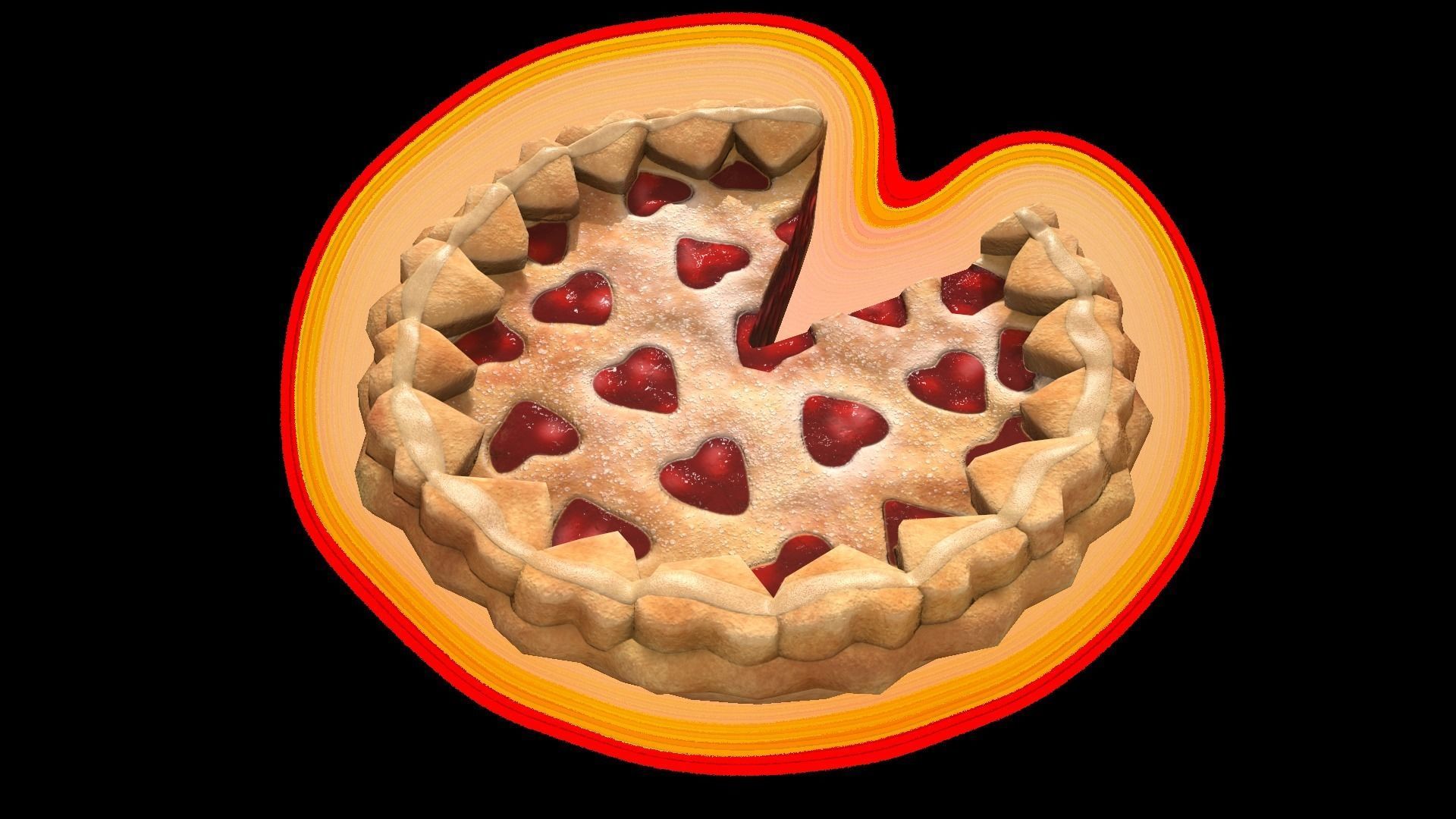 PieStrawberryHeartChart Low-poly 3D model_5