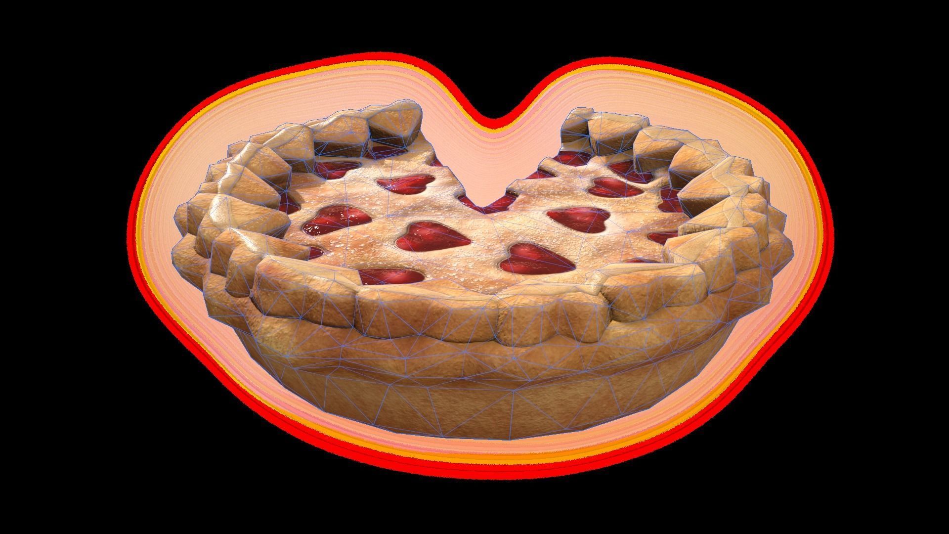 PieStrawberryHeartChart Low-poly 3D model_10