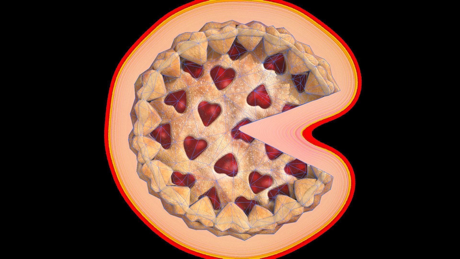 PieStrawberryHeartChart Low-poly 3D model_9