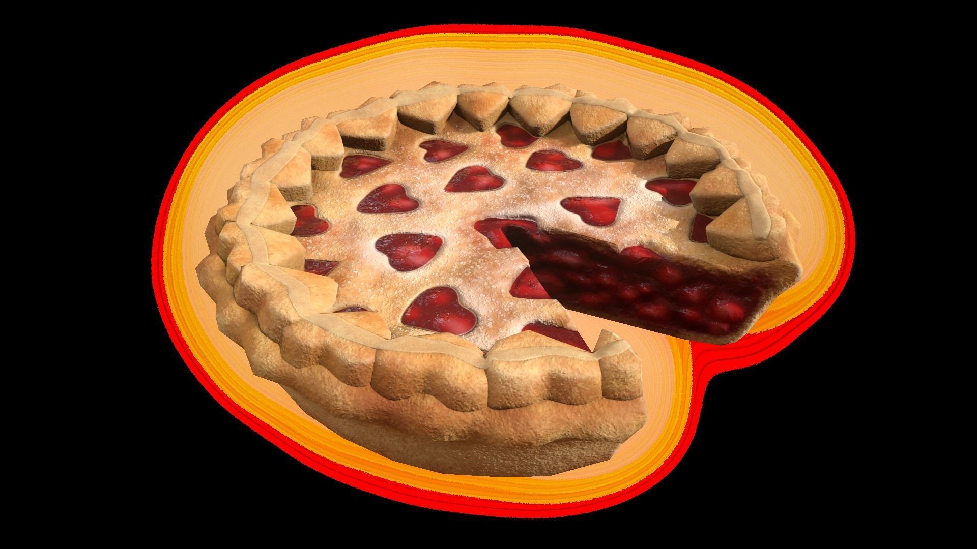 PieStrawberryHeartChart Low-poly 3D model_6