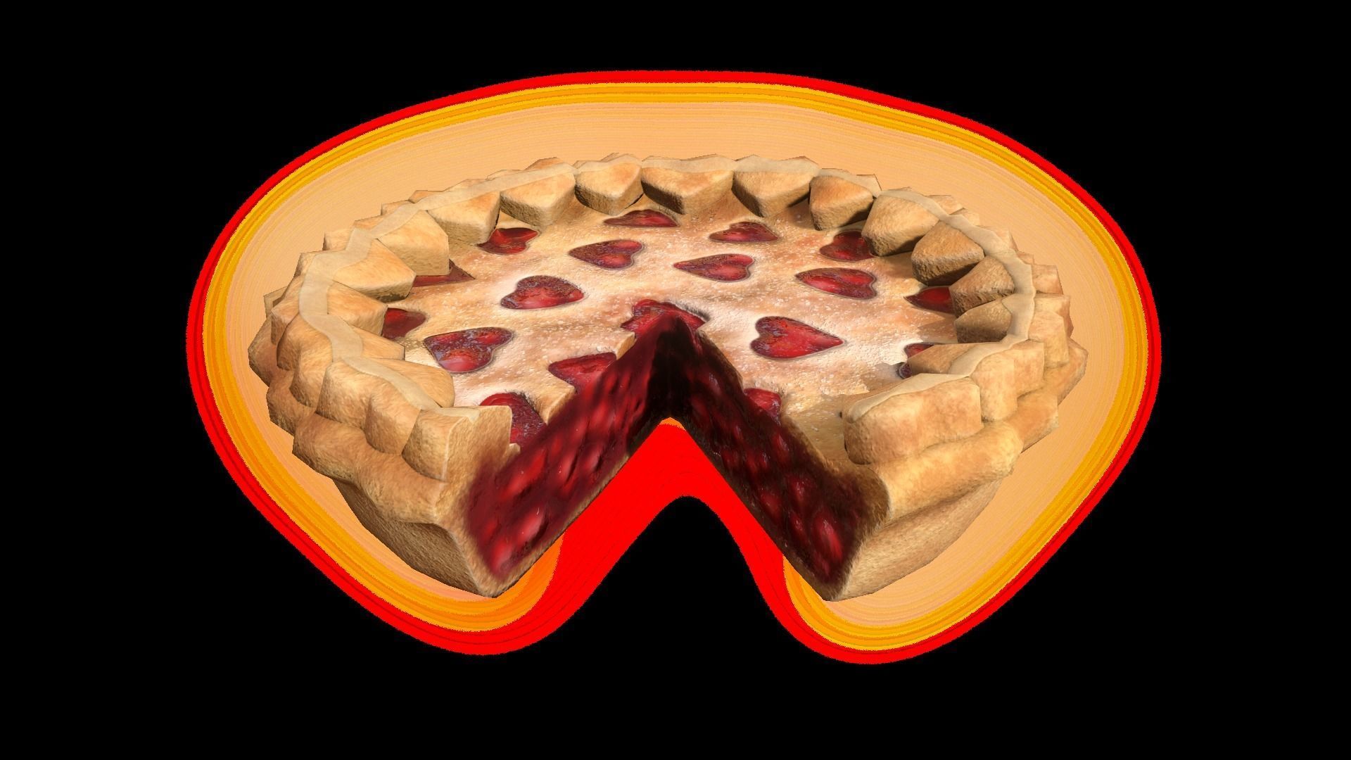 PieStrawberryHeartChart Low-poly 3D model_2