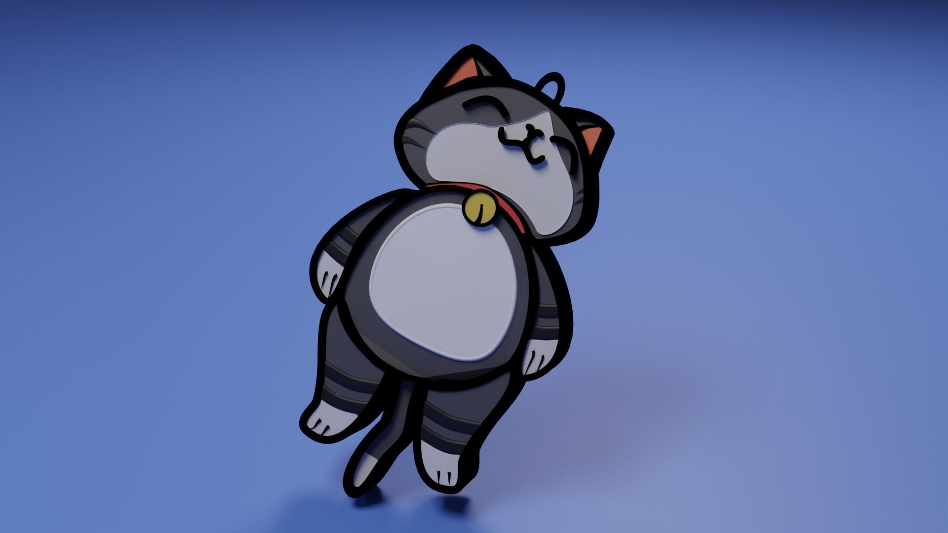 Cute Cat Key Chain 3D print model_1