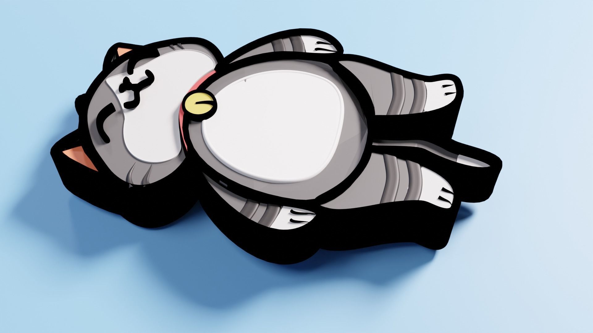 Cute Cat Key Chain 3D print model_6