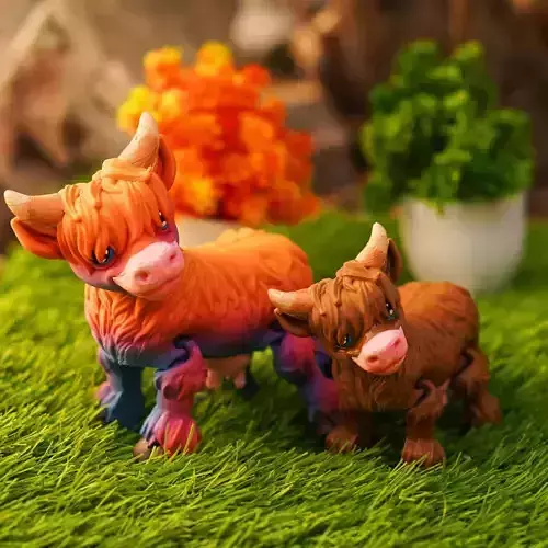 CUTE FLEXI HIGHLAND COW ARTICULATED