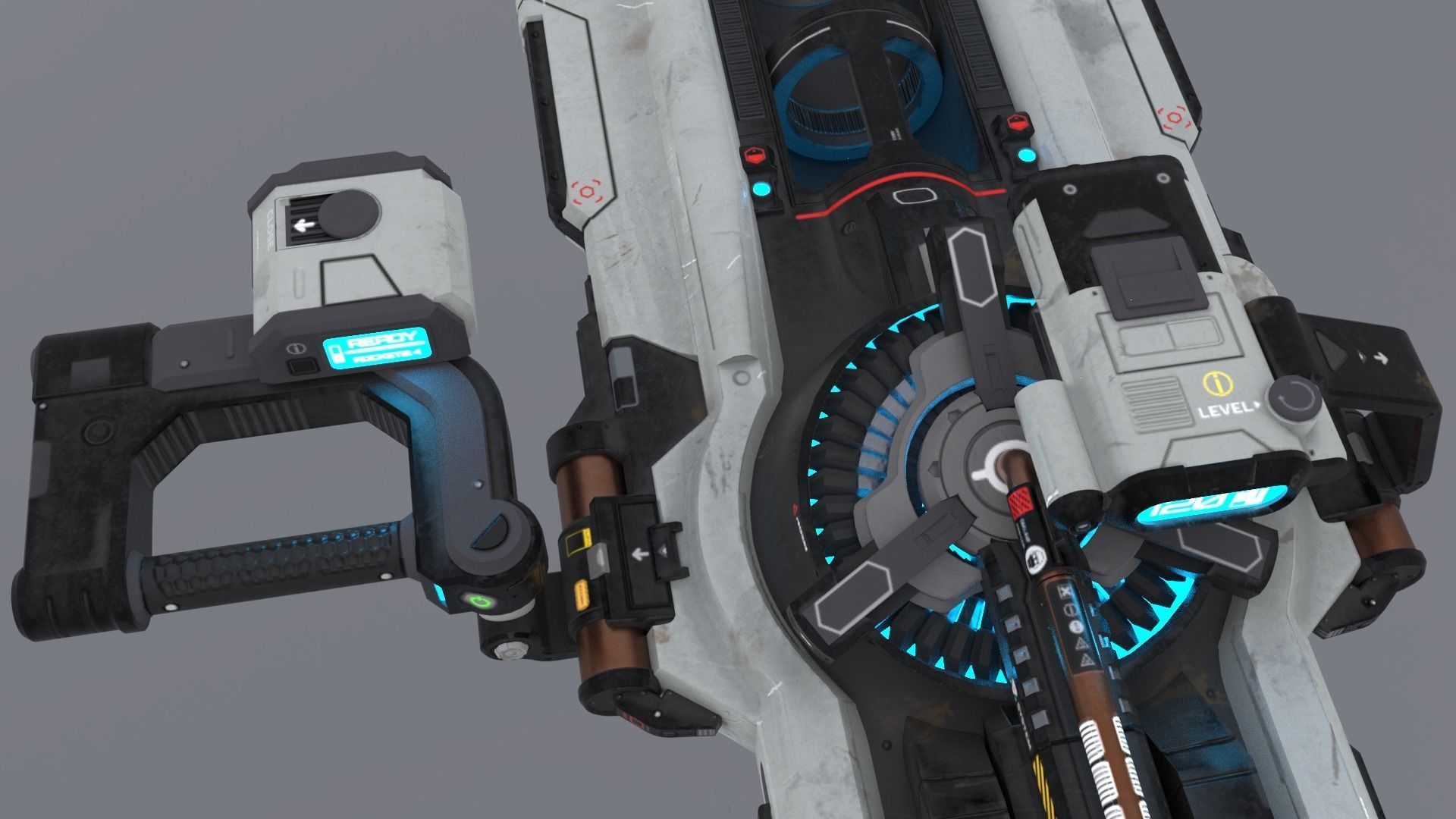 Sci-Fi Heavy Rocket Launcher or Cannon Low-poly 3D model_12