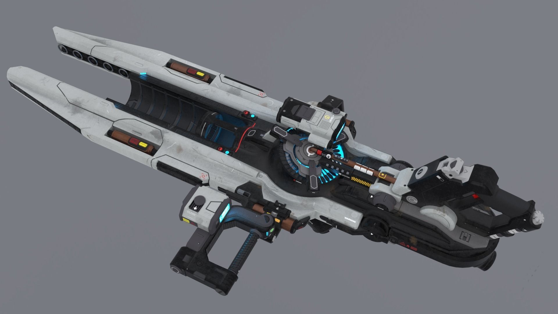 Sci-Fi Heavy Rocket Launcher or Cannon Low-poly 3D model_9