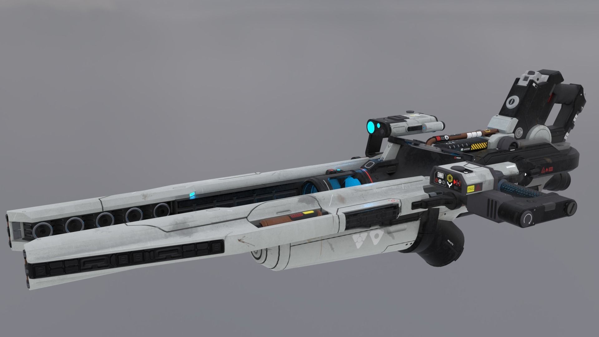 Sci-Fi Heavy Rocket Launcher or Cannon Low-poly 3D model_4