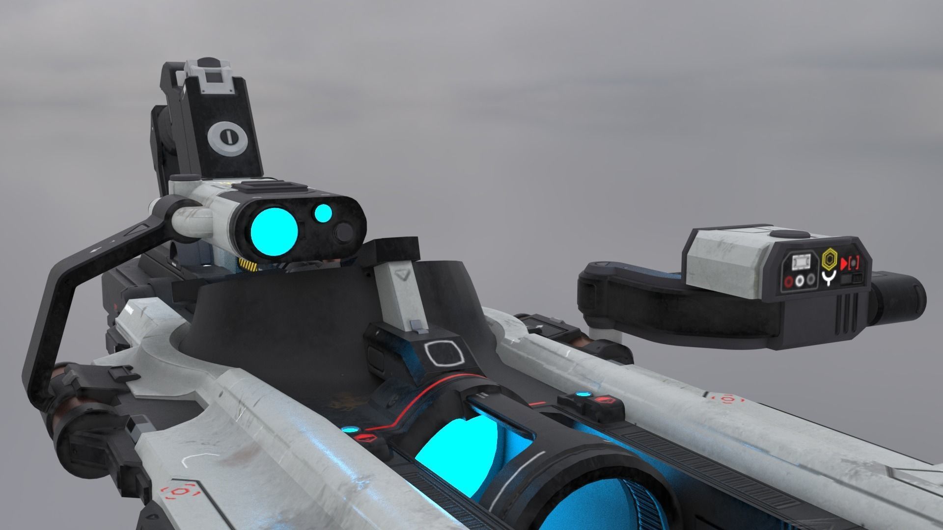 Sci-Fi Heavy Rocket Launcher or Cannon Low-poly 3D model_13