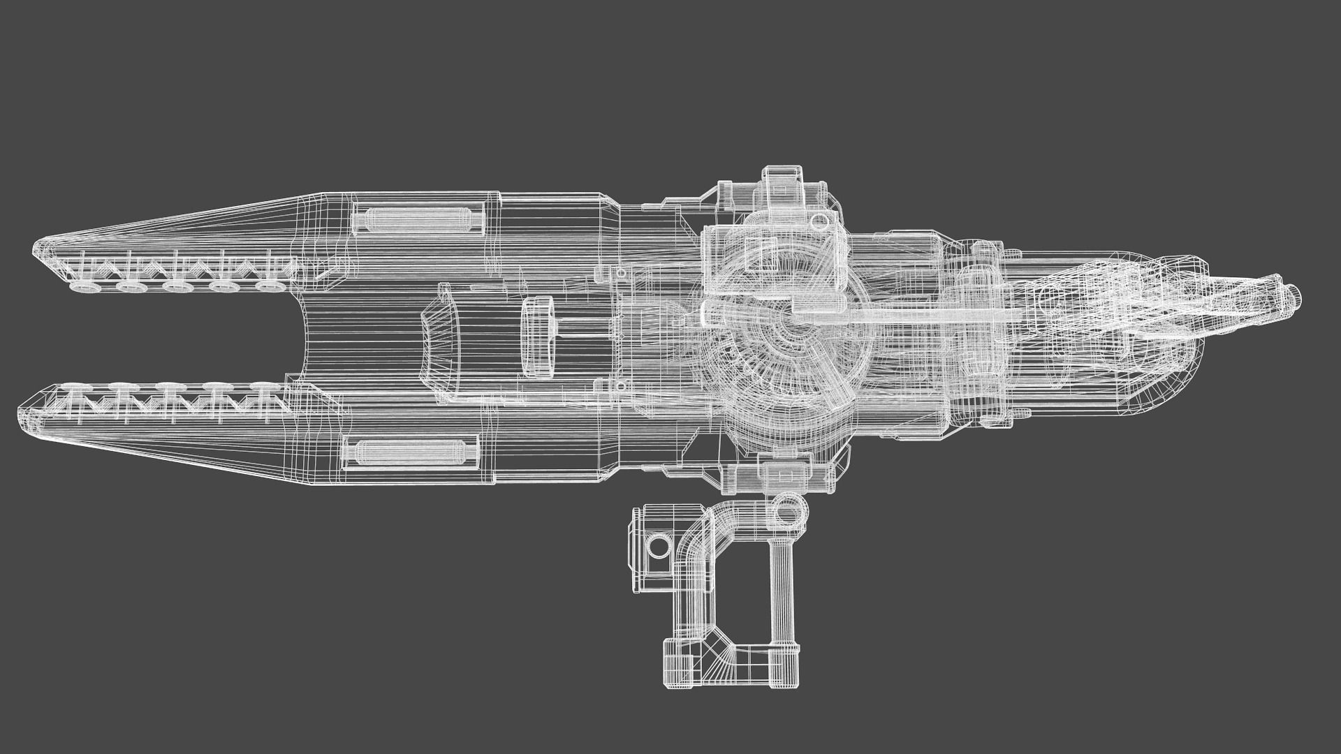 Sci-Fi Heavy Rocket Launcher or Cannon Low-poly 3D model_15