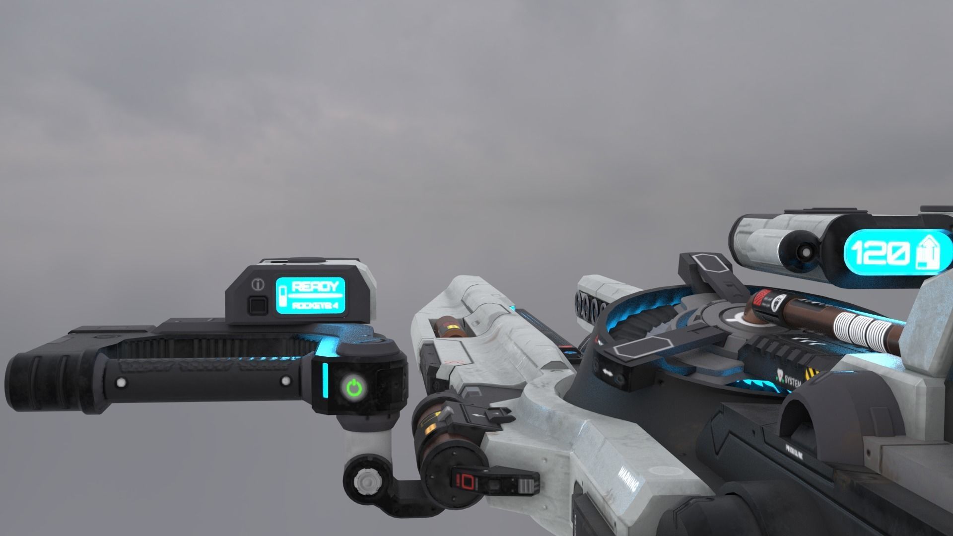 Sci-Fi Heavy Rocket Launcher or Cannon Low-poly 3D model_11