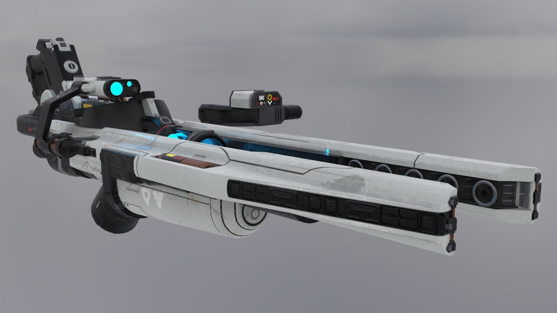 Sci-Fi Heavy Rocket Launcher or Cannon Low-poly 3D model_6