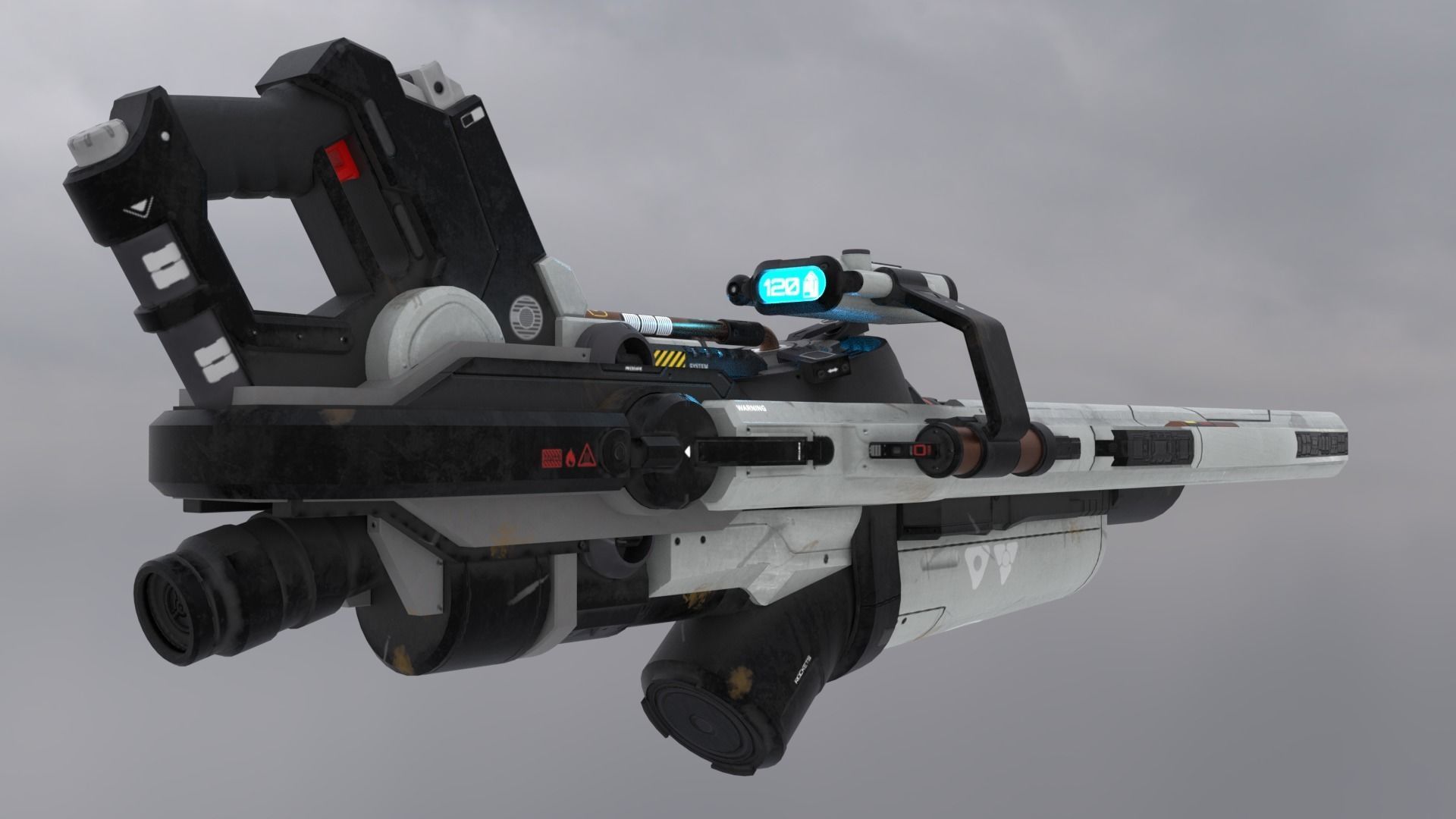 Sci-Fi Heavy Rocket Launcher or Cannon Low-poly 3D model_8