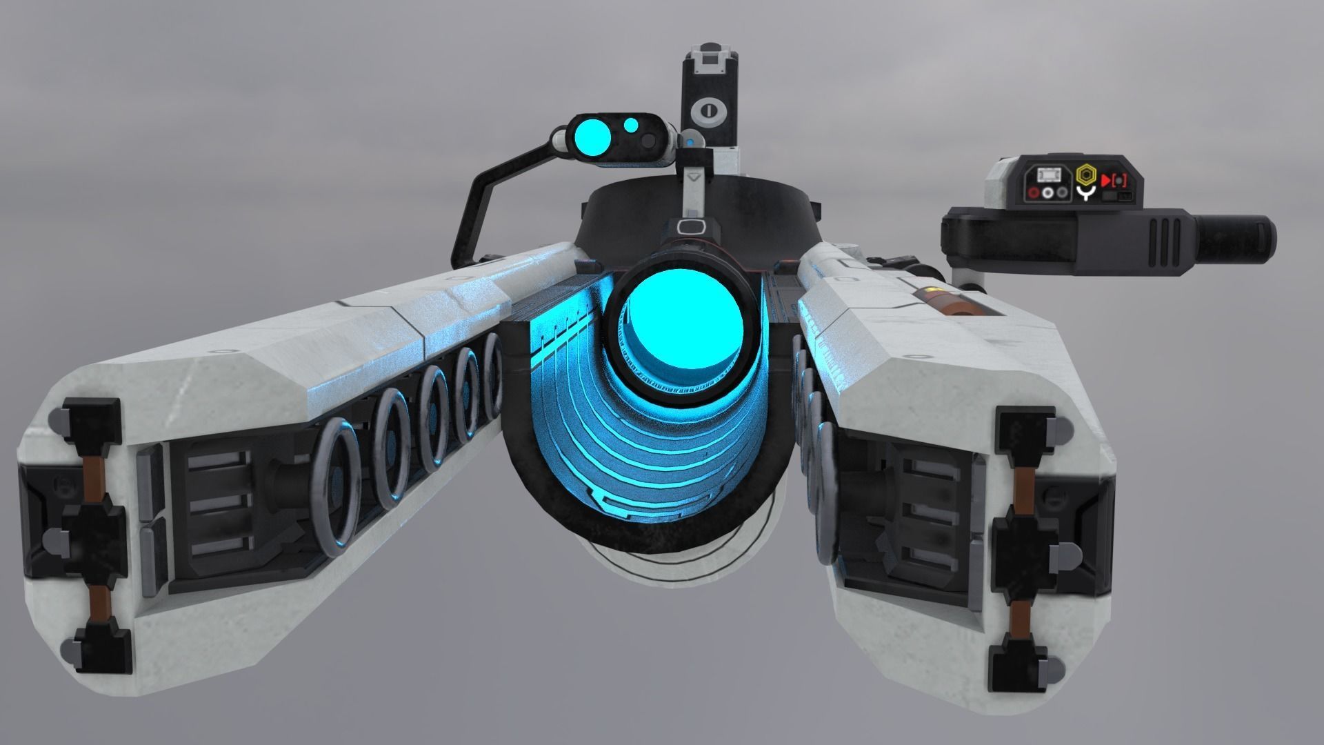 Sci-Fi Heavy Rocket Launcher or Cannon Low-poly 3D model_5