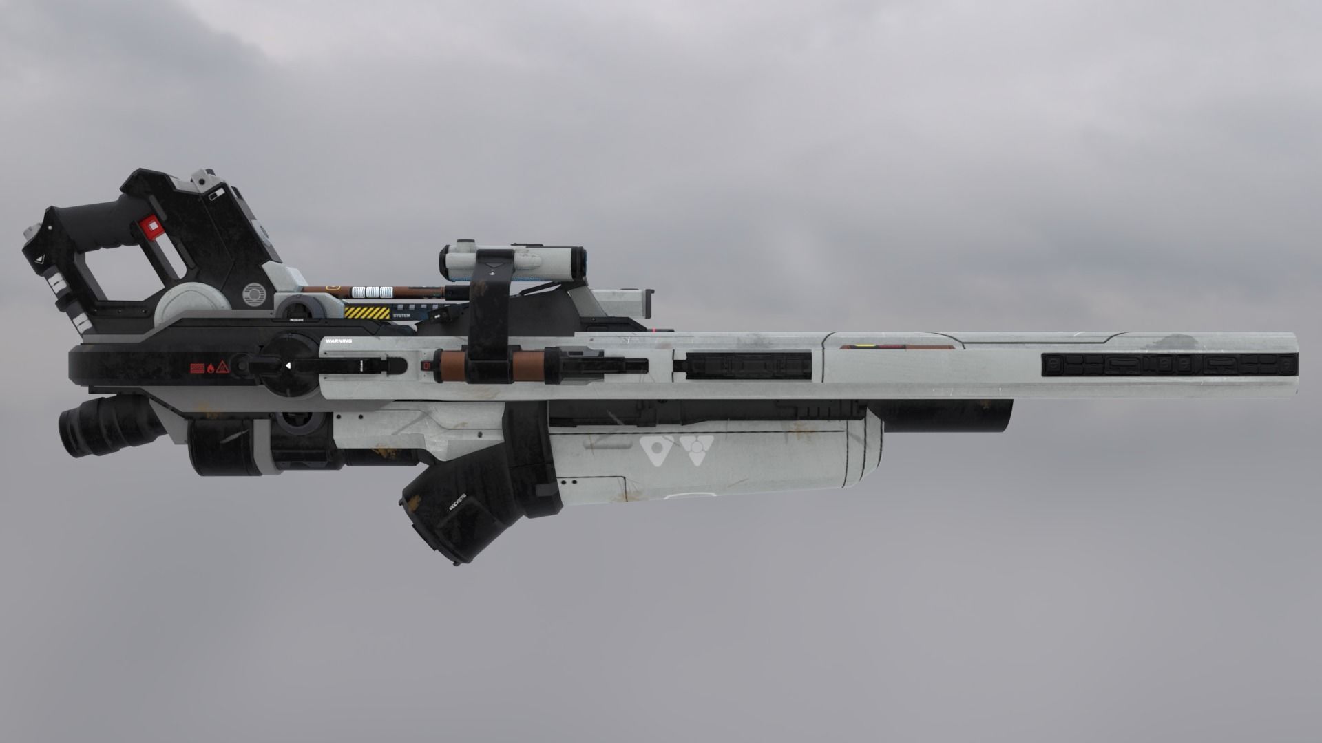 Sci-Fi Heavy Rocket Launcher or Cannon Low-poly 3D model_7