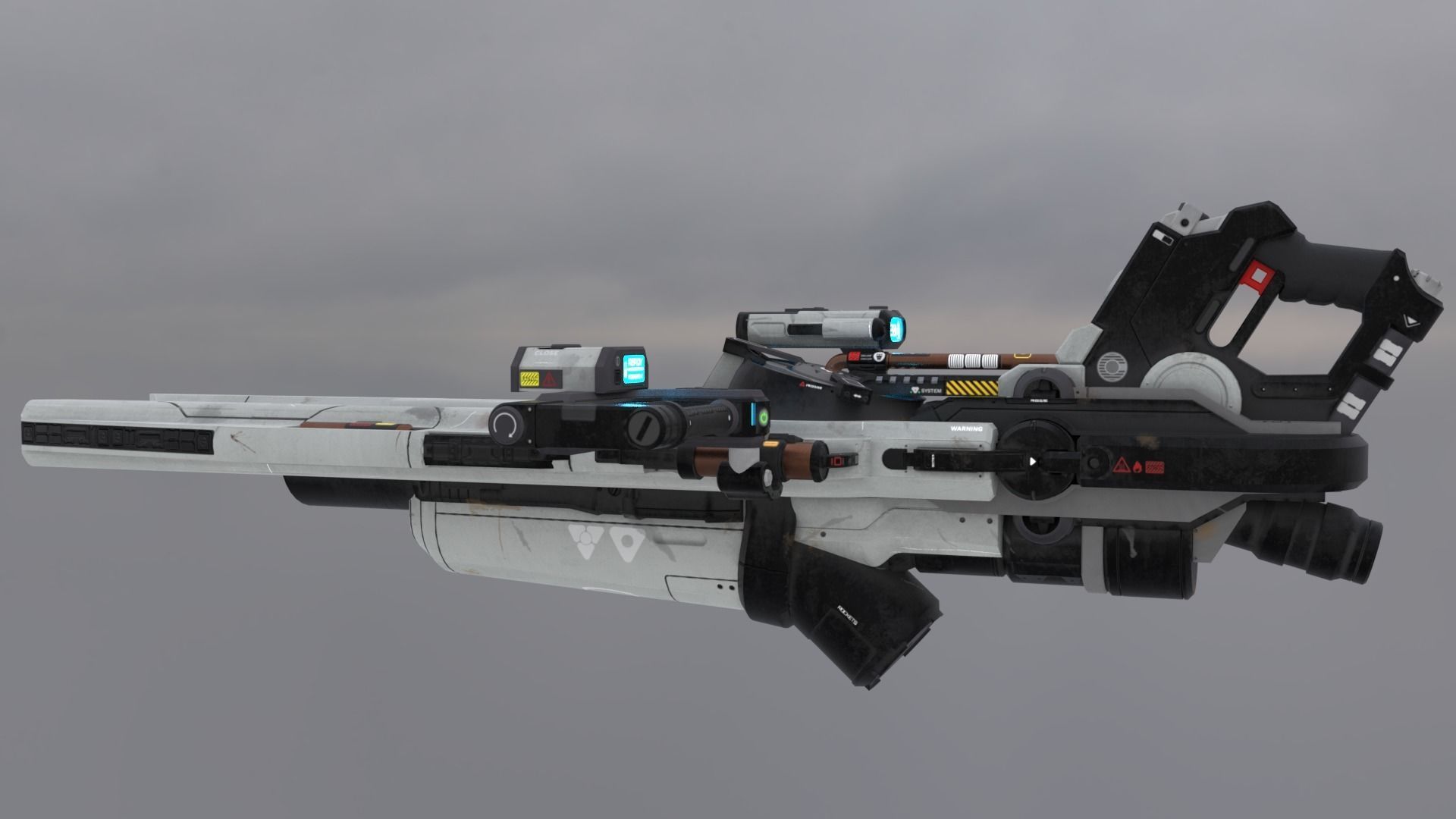 Sci-Fi Heavy Rocket Launcher or Cannon Low-poly 3D model_2