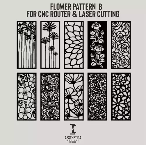 flower pattern b  for cnc router and laser cutting
