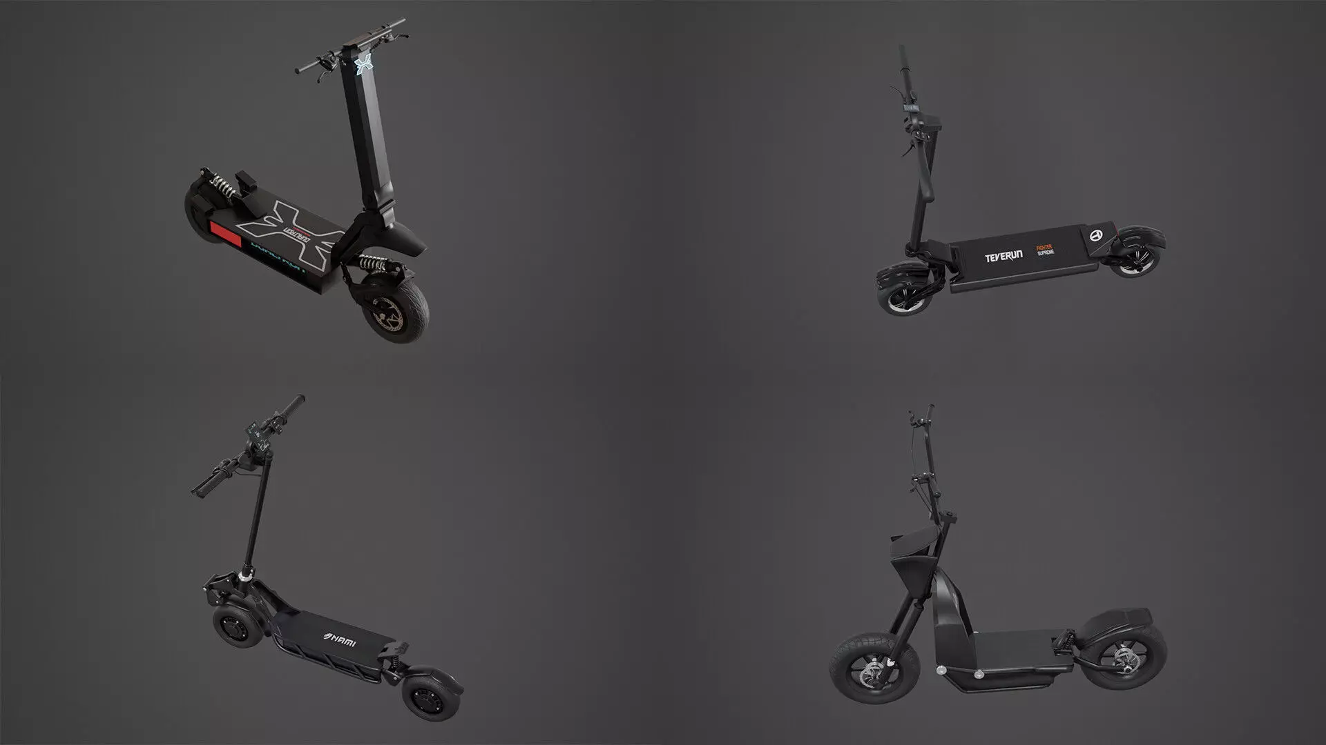 4 Electric Scooter with pbr Texture 3D Model Collection_0