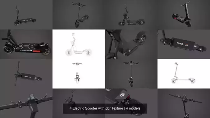 4 Electric Scooter with pbr Texture