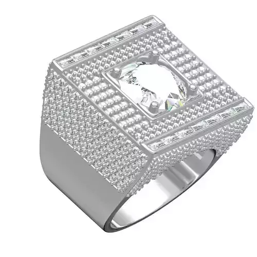 Pave Set Round Cut Diamond Iced Hip Hop Ring