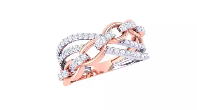Chain Link High Jewelry Cocktail Ring 3dm stl obj mtl glb gltf  3D print model
