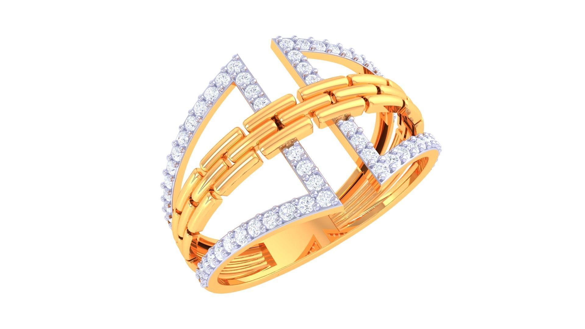 Bricks High Jewelry Cocktail Ring 3dm stl obj mtl glb gltf 3mf 3D print model_2