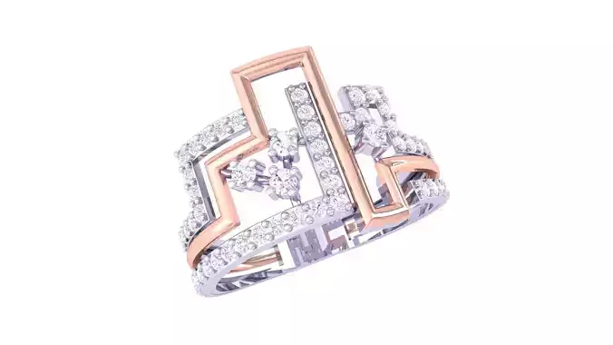 High Jewelry Cocktail Ring 3dm stl obj mtl glb gltf 3mf renders
