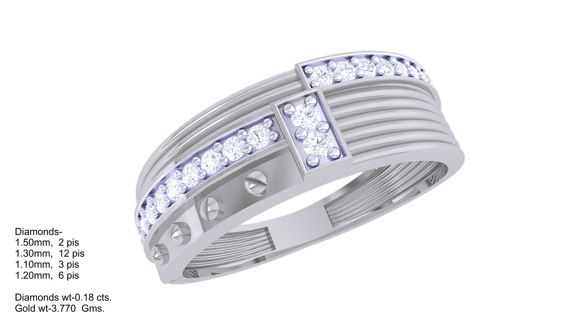 Screw Head and Wire High Jewelry Cocktail Ring 3dm stl obj mtl 3D print model_3