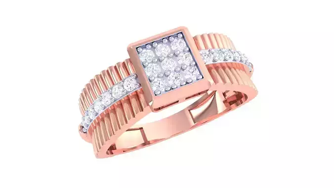 Diamond Head High Jewelry Cocktail Ring 3dm stl obj mtl glb gltf