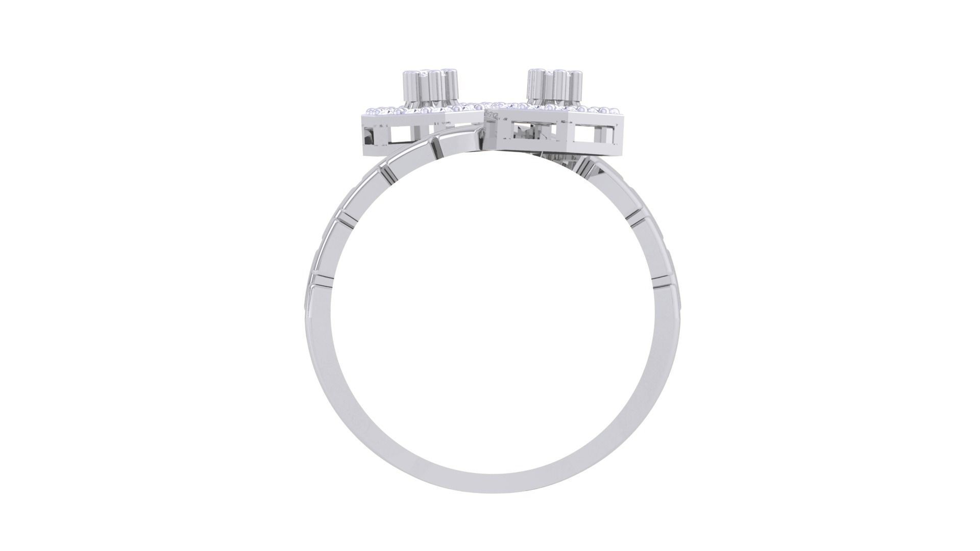 Bricks Bi-Head High Jewelry Cocktail Ring 3dm stl obj mtl glb 3D print model_12