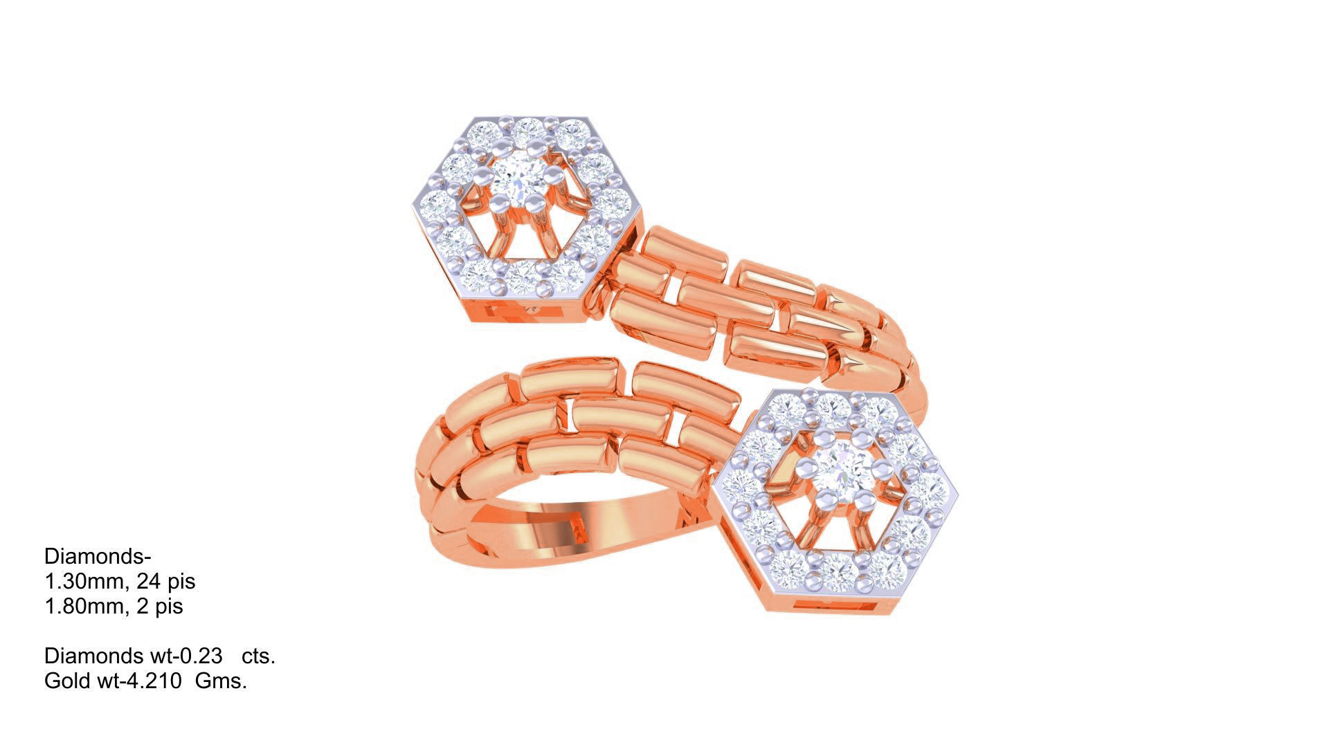 Bricks Bi-Head High Jewelry Cocktail Ring 3dm stl obj mtl glb 3D print model_5