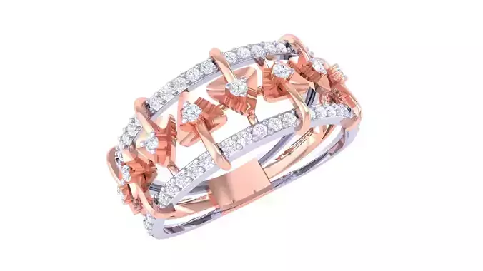 Flower Petal High Jewelry Cocktail Ring 3dm stl obj mtl glb gltf